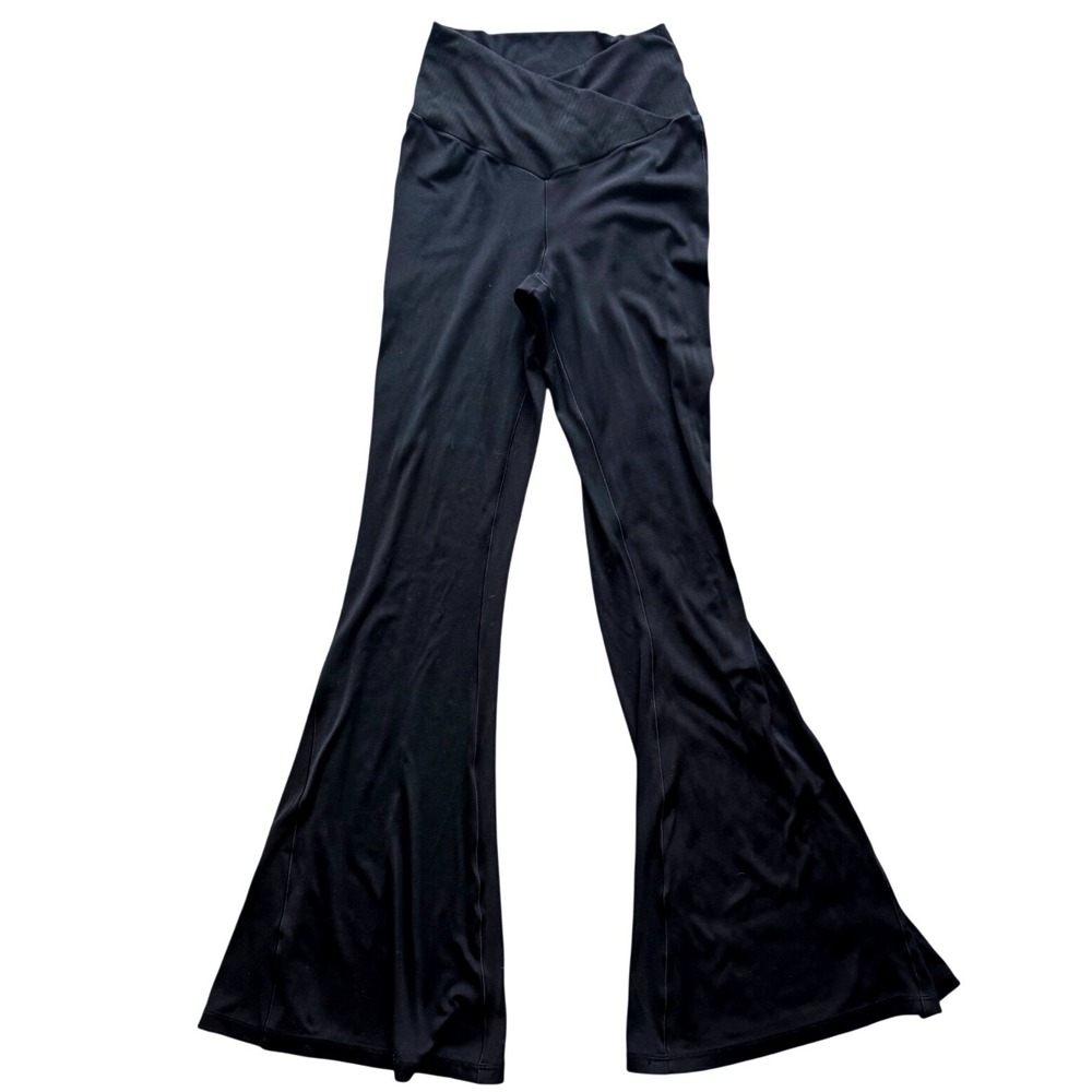 Aerie OFFLINE Real Me Super Flare Crossover High Rise Black Leggings Medium